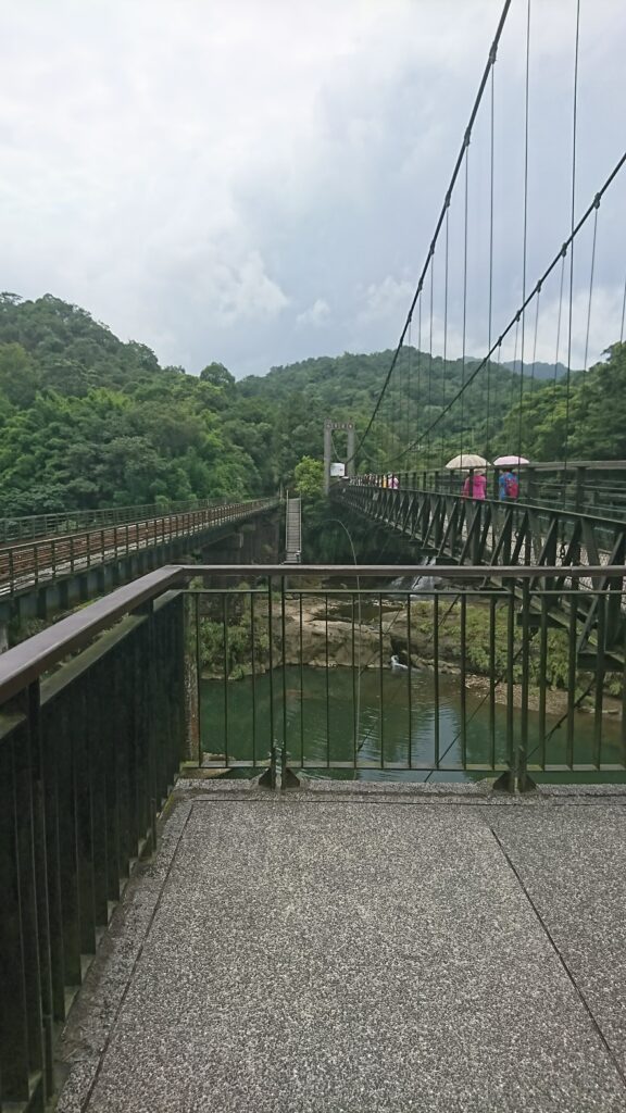 吊り橋からは通過する電車が見れます